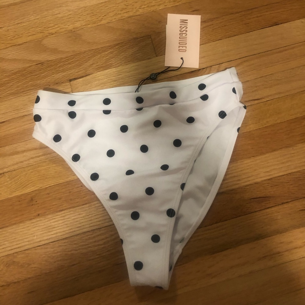 Missguided polka dot high waist bikini bottom